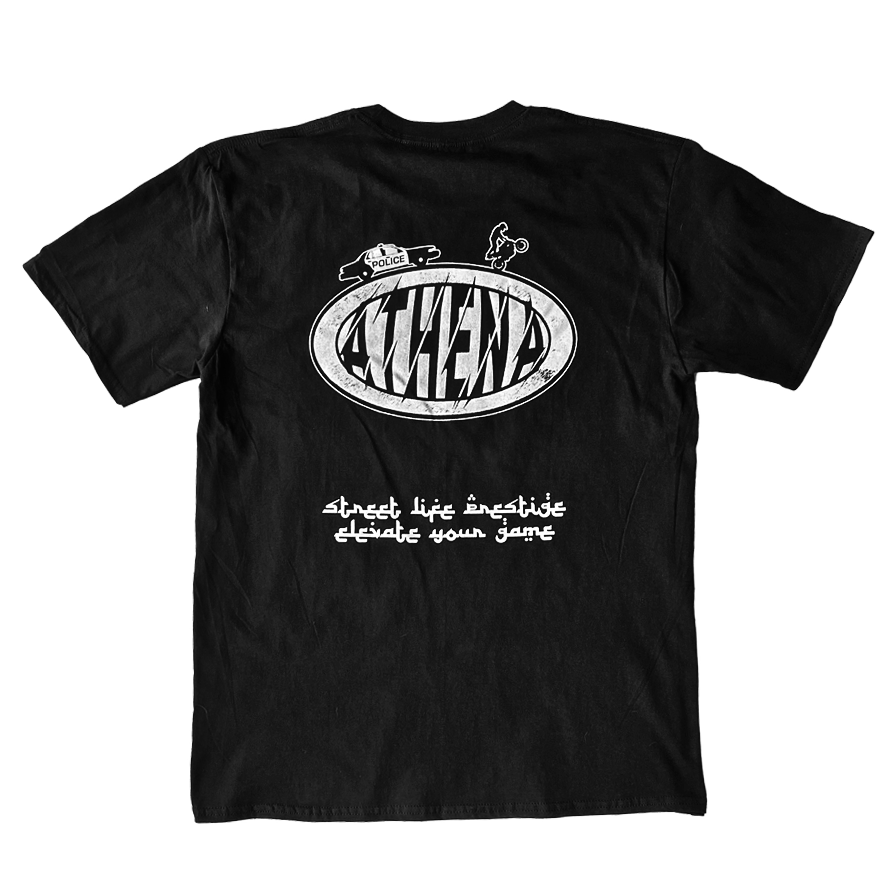 Black t-Shirt ATHENA with White Embroided logo