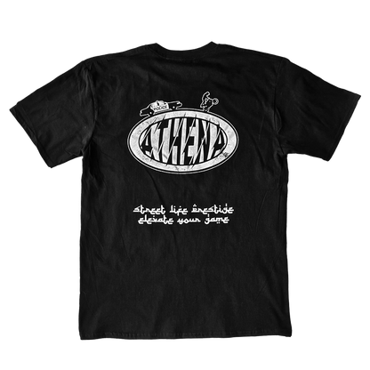 Black t-Shirt ATHENA with White Embroided logo