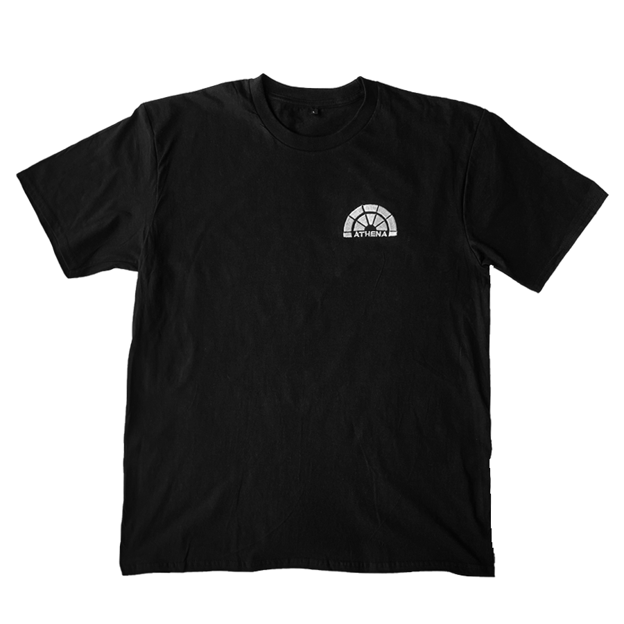 Black t-Shirt ATHENA with White Embroided logo